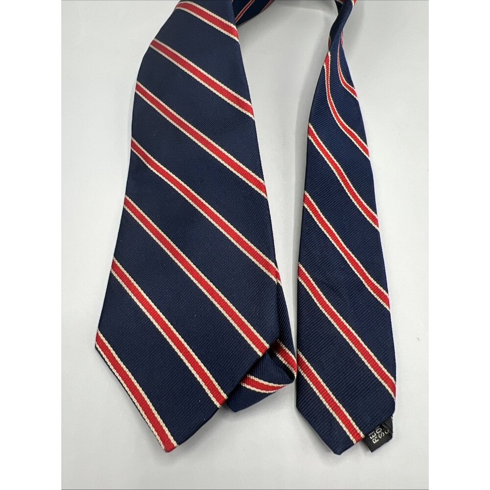 The Silk Company of London Vtg Neck Tie All Silk Striped Red White Blue England - Picture 7 of 9